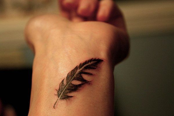 Feather tattoo on hand