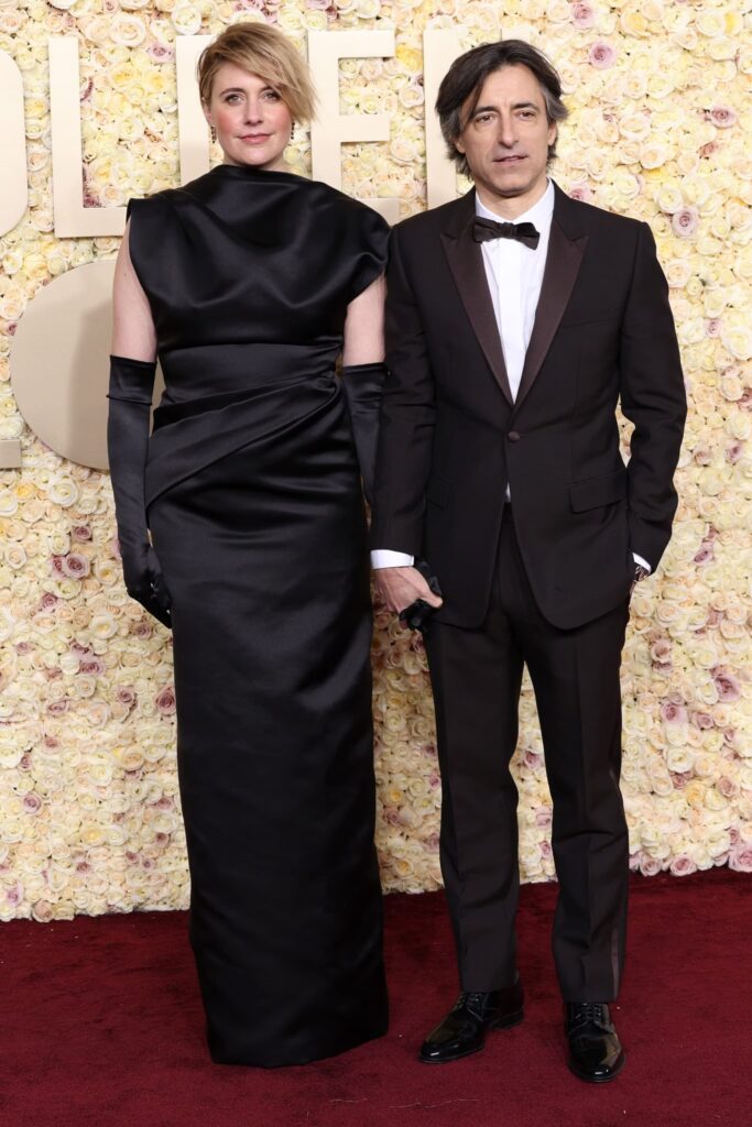 Greta Gerwig and Noah Baumbach attend the 81st Annual Golden Globe Awards 