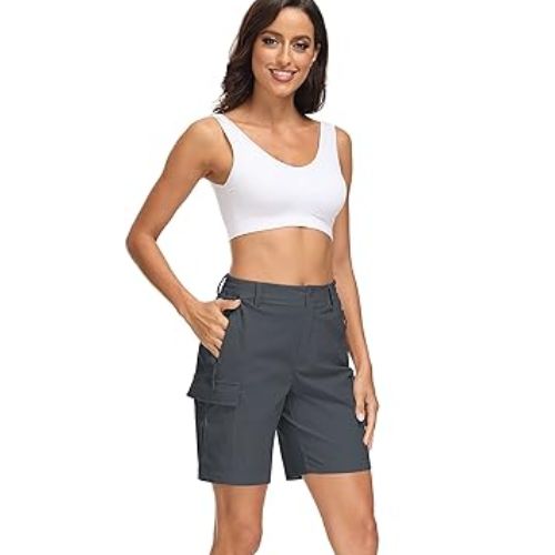 Grey Cargo Shorts for women