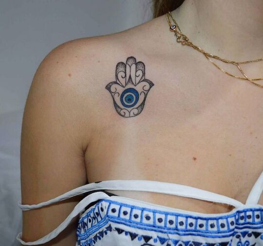 Hamsa Tattoos on shoulder for Women