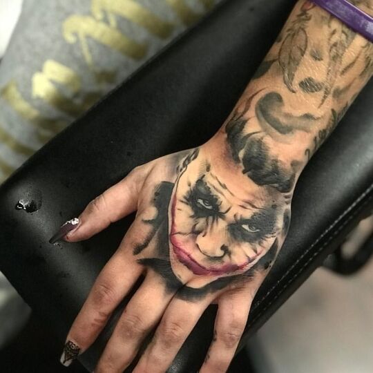 Joker hand tattoo for men