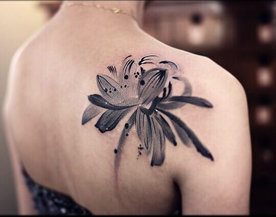 Lotus Shoulder Blade Tattoo for girl