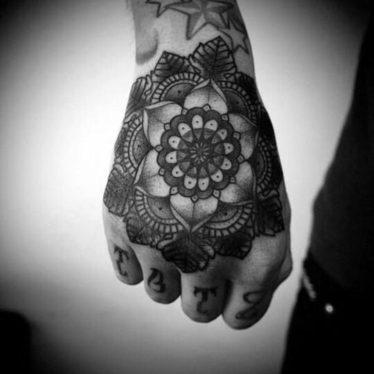 Mandala Hand Tattoos for Men