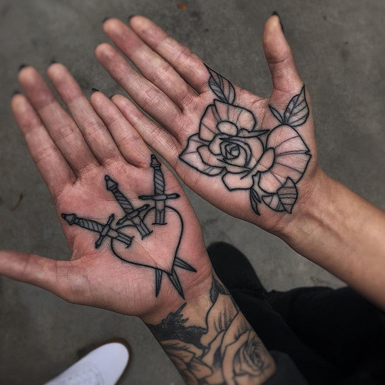 Palm Tattoos on hand for men