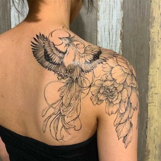 Phoenix Shoulder Tattoos for Women