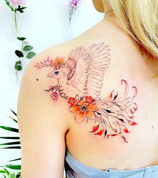 Phoenix Shoulder Tattoos for girl