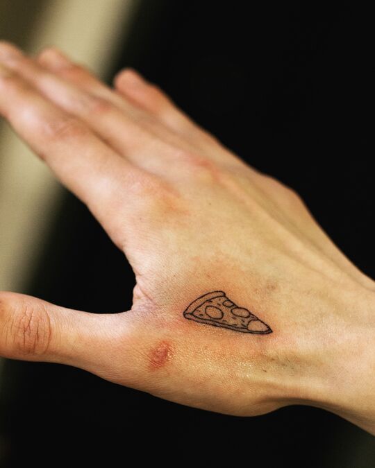 Pizza hand tattoo