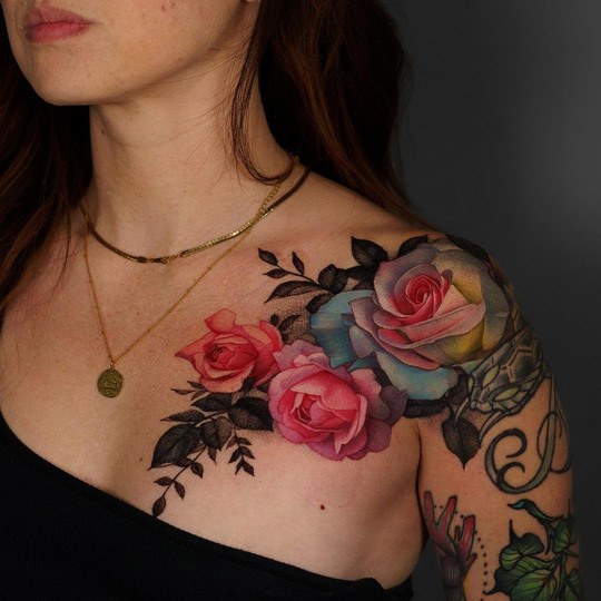 Shoulder and Chest Tattoo for Women