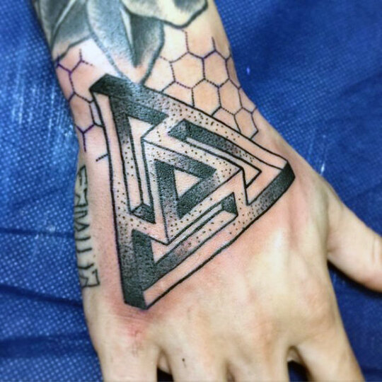 Sibling Triangle Hand Tattoos for Men