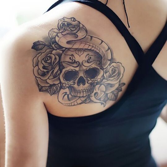Skull Shoulder Tattoos for girl
