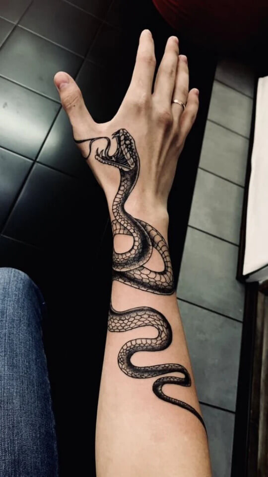 Snake Hand Tattoos for Men