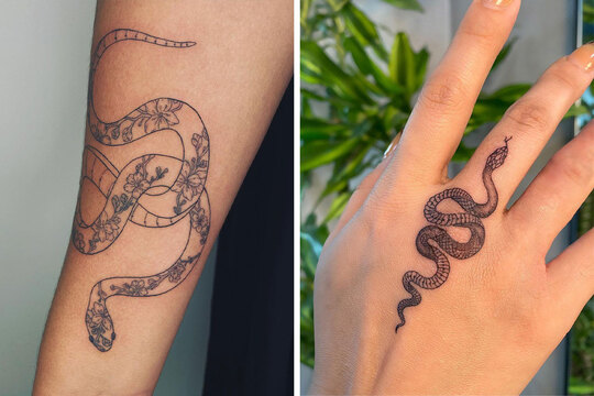 Snake tattoo on hand for men