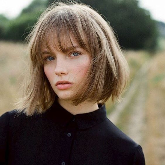 Straight Blunt Bob with Short Bangs