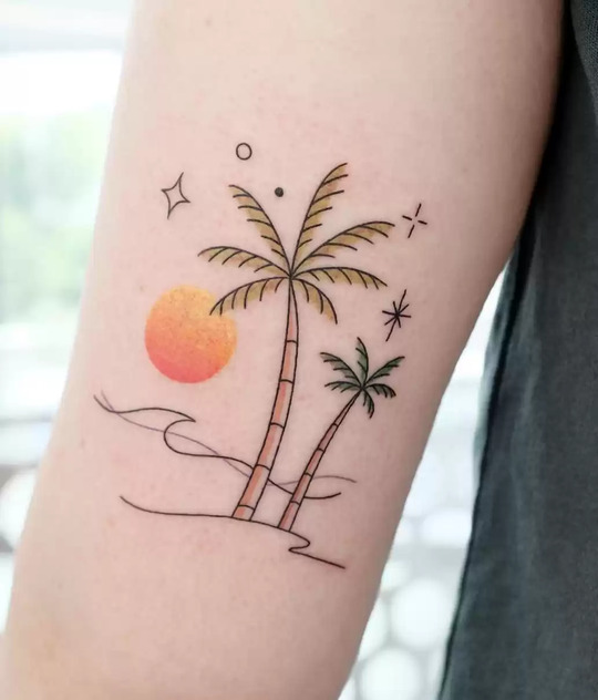 Tropical sunset tattoo