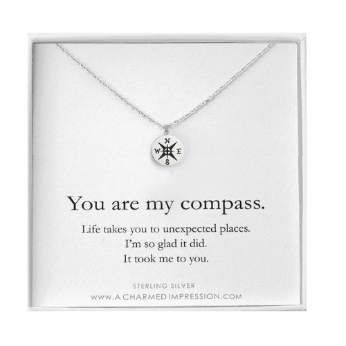 You Are my Compass Silver Charm Necklace