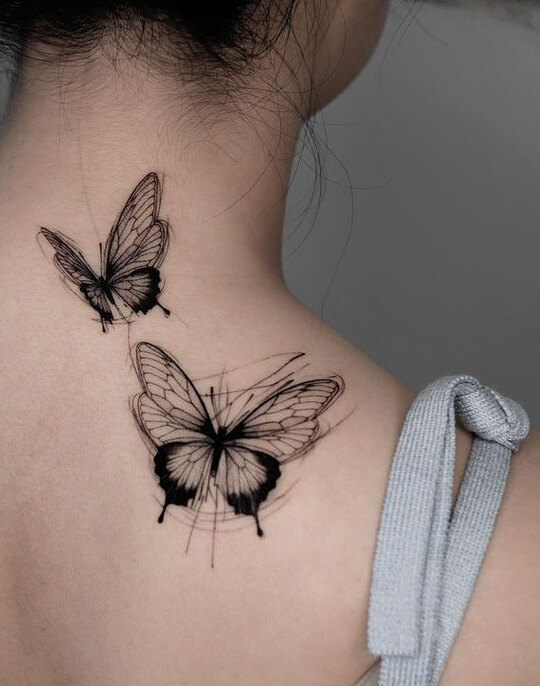 big Butterflies Shoulder Tattoos for girl