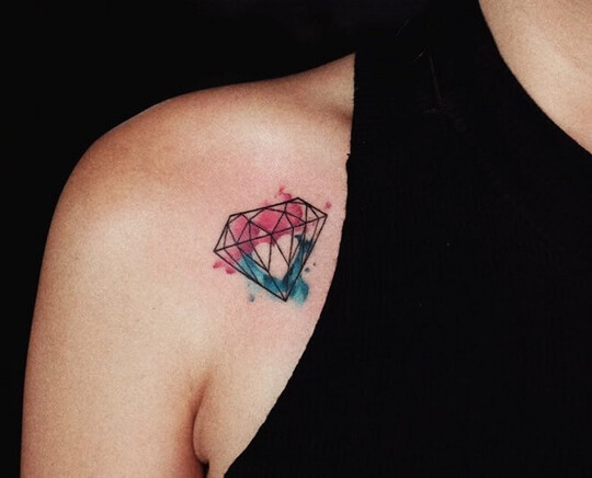 diamond tattoo on shoulder for women