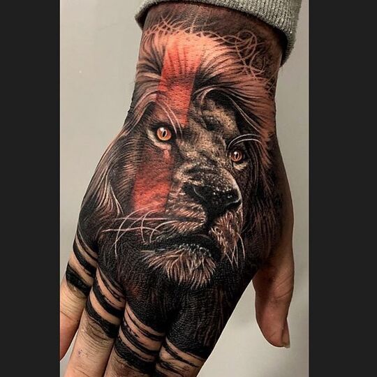 lion Animal Hand Tattoos for Men