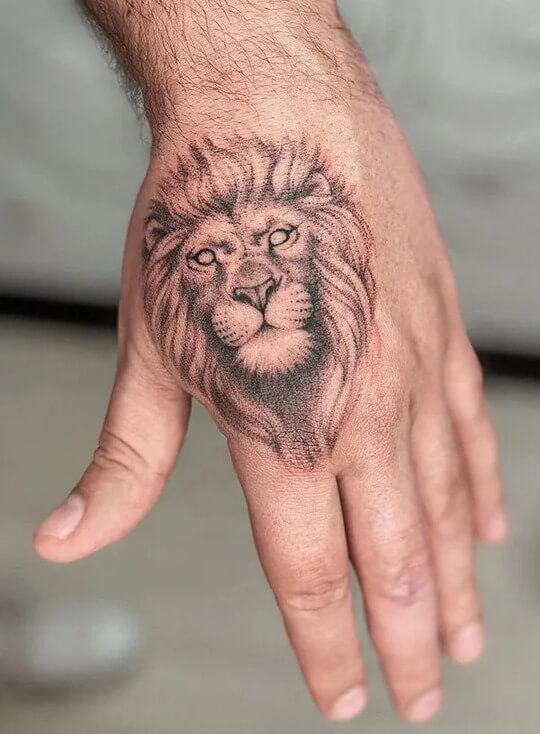 lion hand tattoo for men