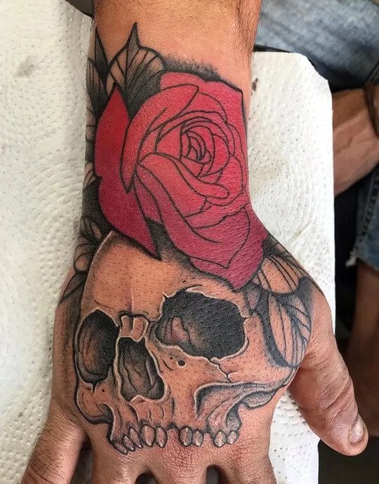 skeleton hand tattoo for men
