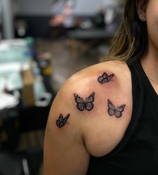 small Butterflies Tattoos on Shoulder for Women