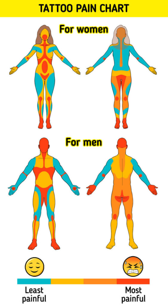 tattoo pain chart for men and women