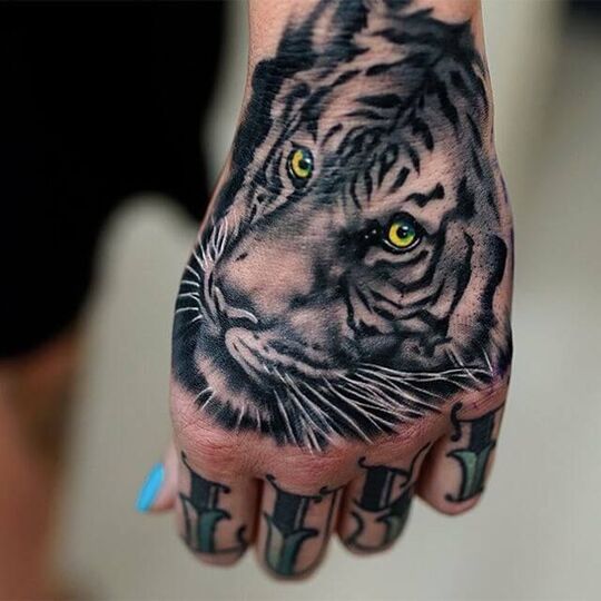 tiger hand tattoo for men