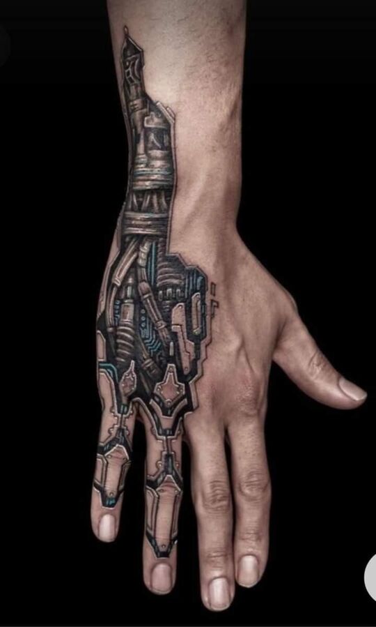 unique hand 3d tattoo for men