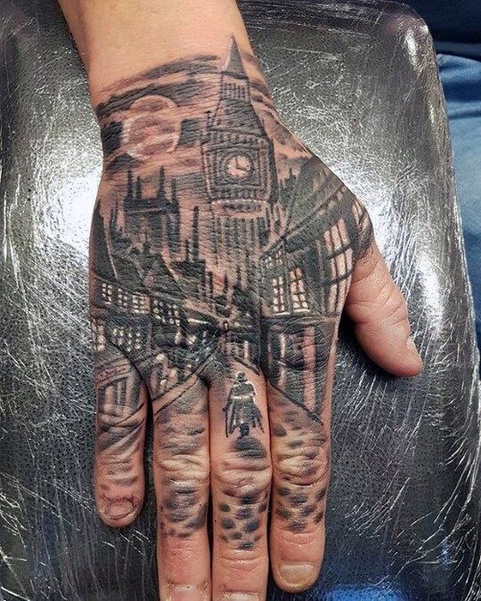 unique hand scary tatto for men