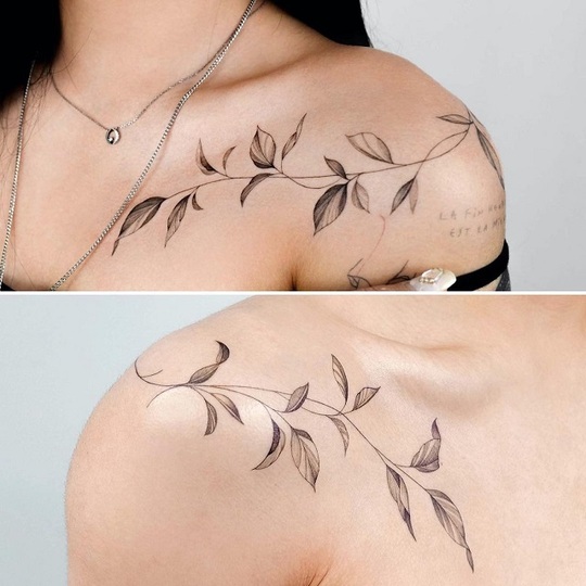 vines tatto on shoulder for women