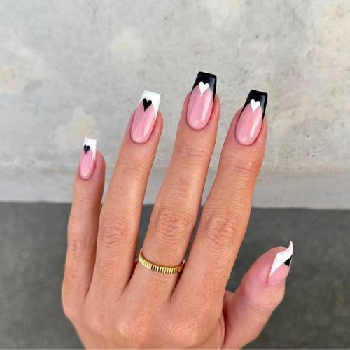Black and white nail design