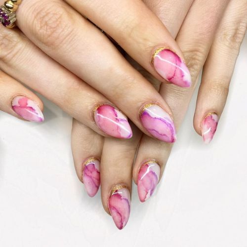 Pink Marble nails