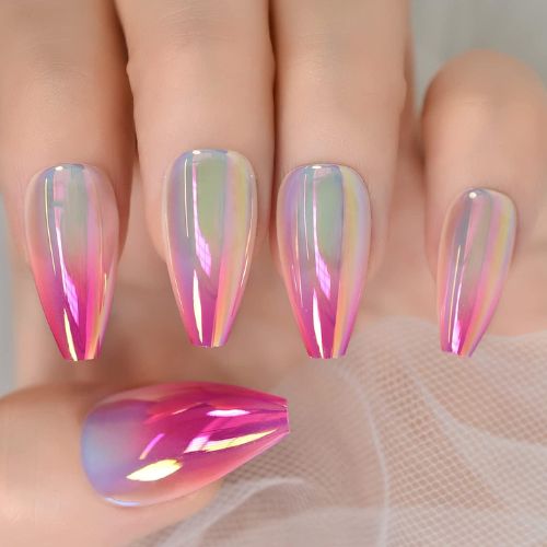 Mettalic pink nails