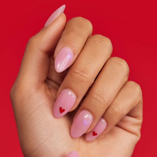 Soft pink valentine nails