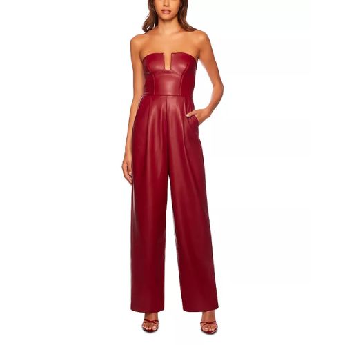 Strapless leather jumpsuit