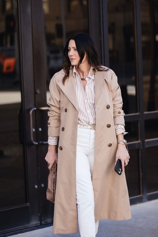 Trench Coat and Striped Shirt