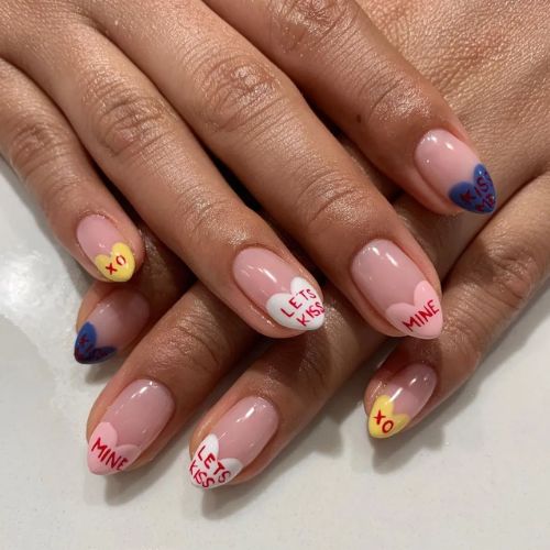 Valentine nails with personalized message