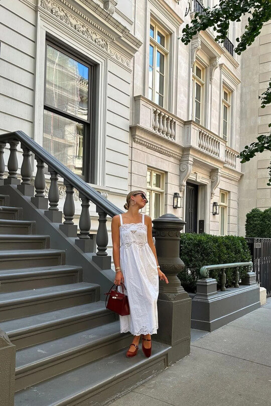 White Summer Dress and Sandals