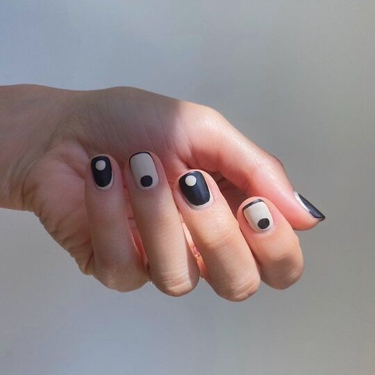 Black and White Dots nail