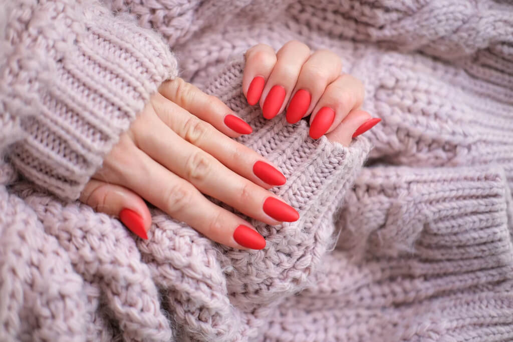 Bright Red nail - classy natural nail designs
