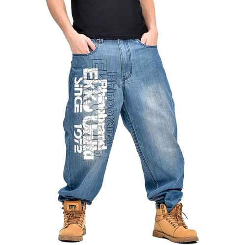 LUOBANIU Men's Vintage Hip Hop Style Baggy Jeans