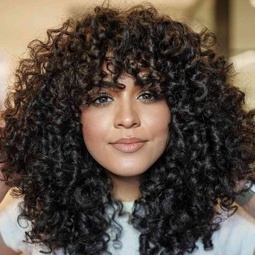 Soft curly crochet hair with bangs