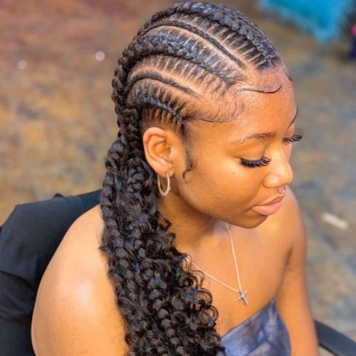 thick and thin braids hairstyle
