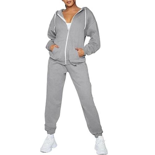 Fixmatti Womens Tracksuit Zip Up Hoodie Sweatsuits 2 Pieces Jogger Sets with Pockets