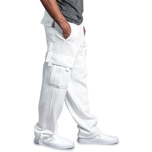 G Style USA Mens Solid Fleece Heavyweight Cargo Pants