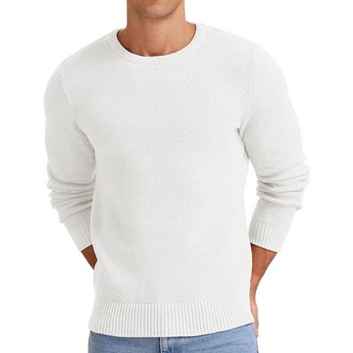NITAGUT Men's Crewneck Sweater Soft Casual Classic Pullover Knitwear Lightweight Sweaters