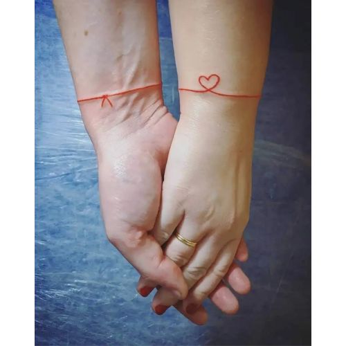 Red String of Fate Couple Tattoo Ideas