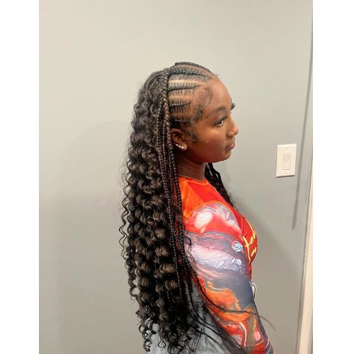 Fulani Braids with Weave