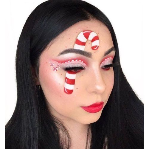 Candy Cane Christmas Makeup