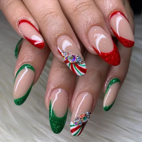 Christmas Marble nail design